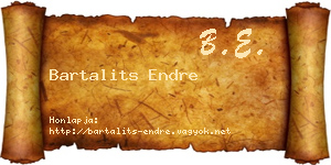 Bartalits Endre névjegykártya